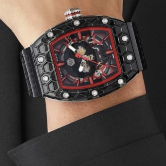 Philipp Plein Mens CRYPTO KING RED CRY$TAL GHOST WATCH 55mm Brand New with NFT - Picture 1 of 6